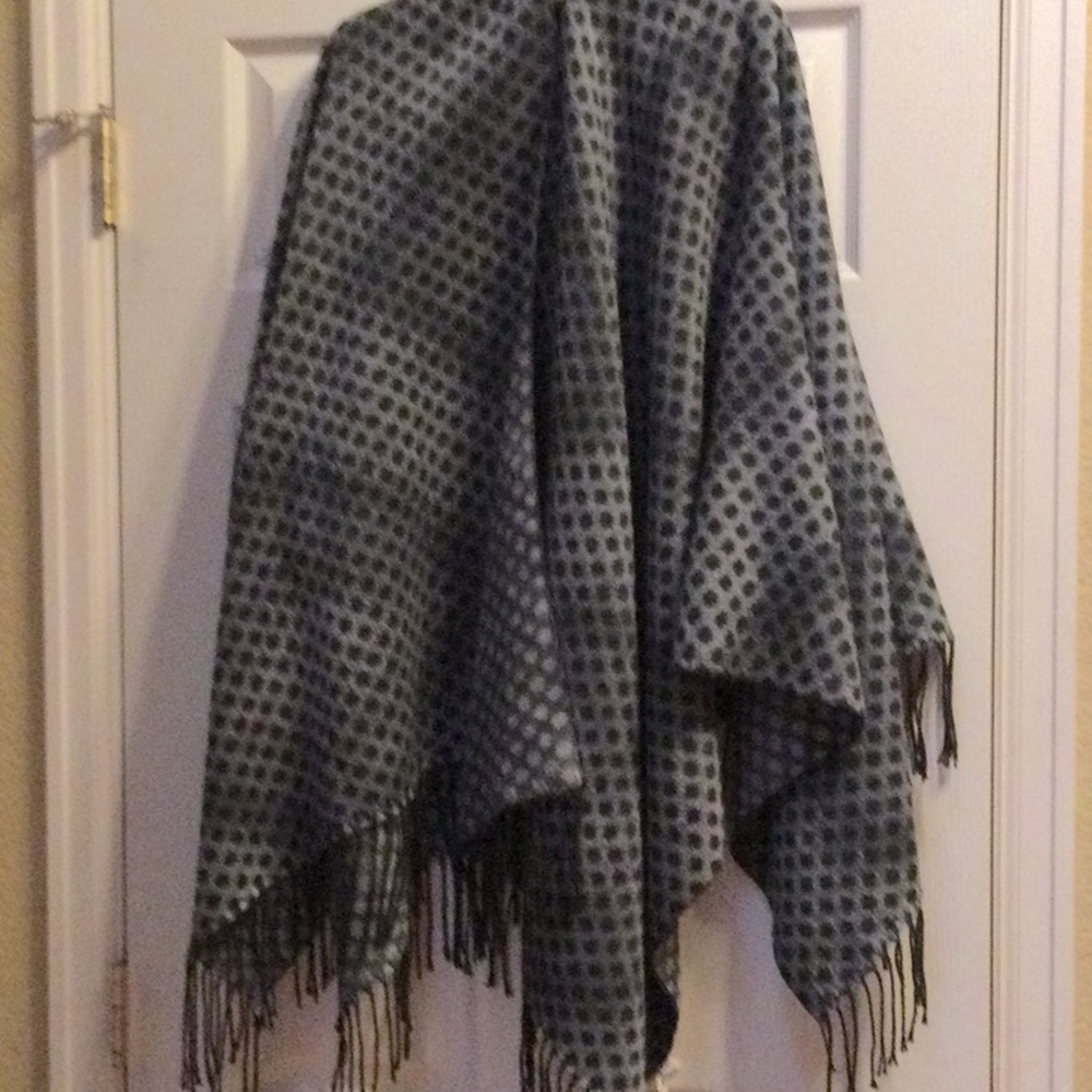 Blue/grey and black ruana (poncho )
